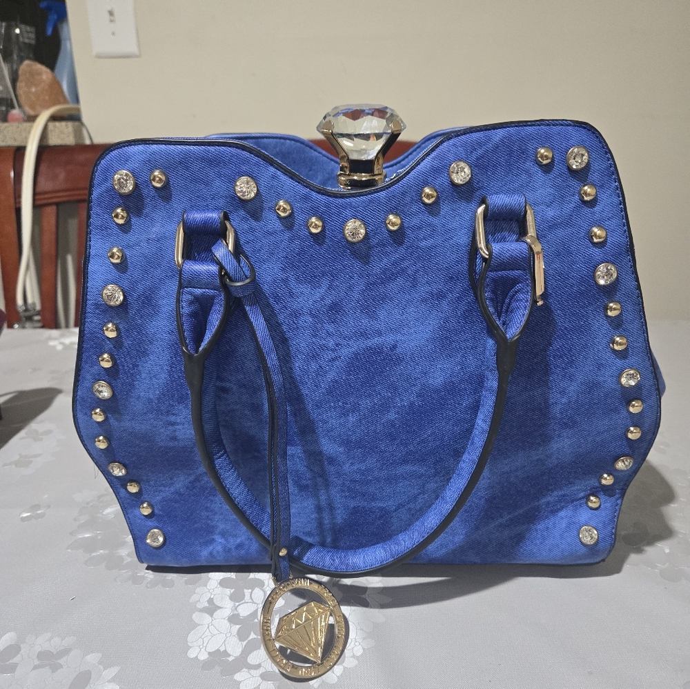Blue Studded Women's Bag
